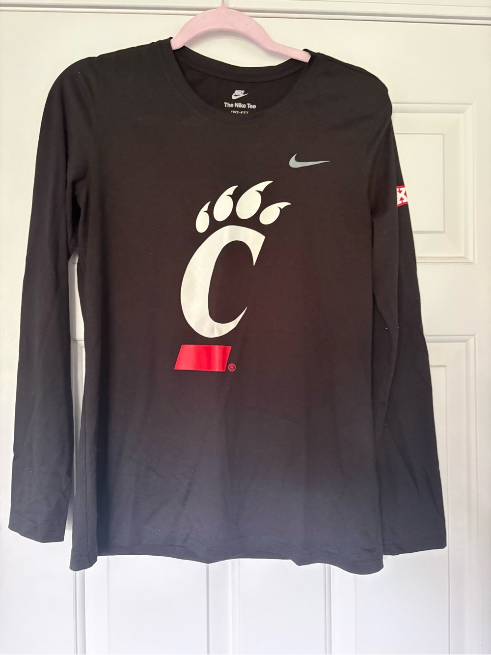Nike Black Long sleeve women’s cut t-shirt with University of Cincinnati C-paw